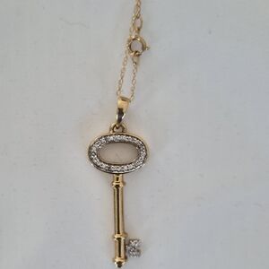 Ross-Simons 14K Gold and Diamond Key Necklace